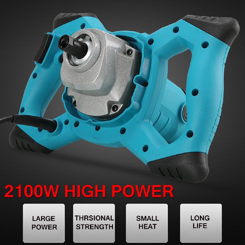 6 Speed Electric Mortar Cement Mixer Handheld Mixer with 60cm Pole for Stirring Mortar Paint Cement Grout 2100W