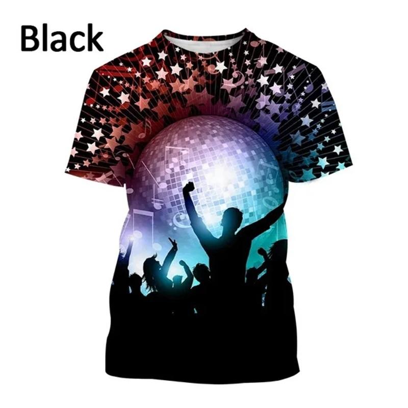 New Party Disco Ball Print Tshirt Short Sleeved O Neck Plus Size T Shirt For Men Women Casual Cool Hip-hop Streetwear Tee Tops