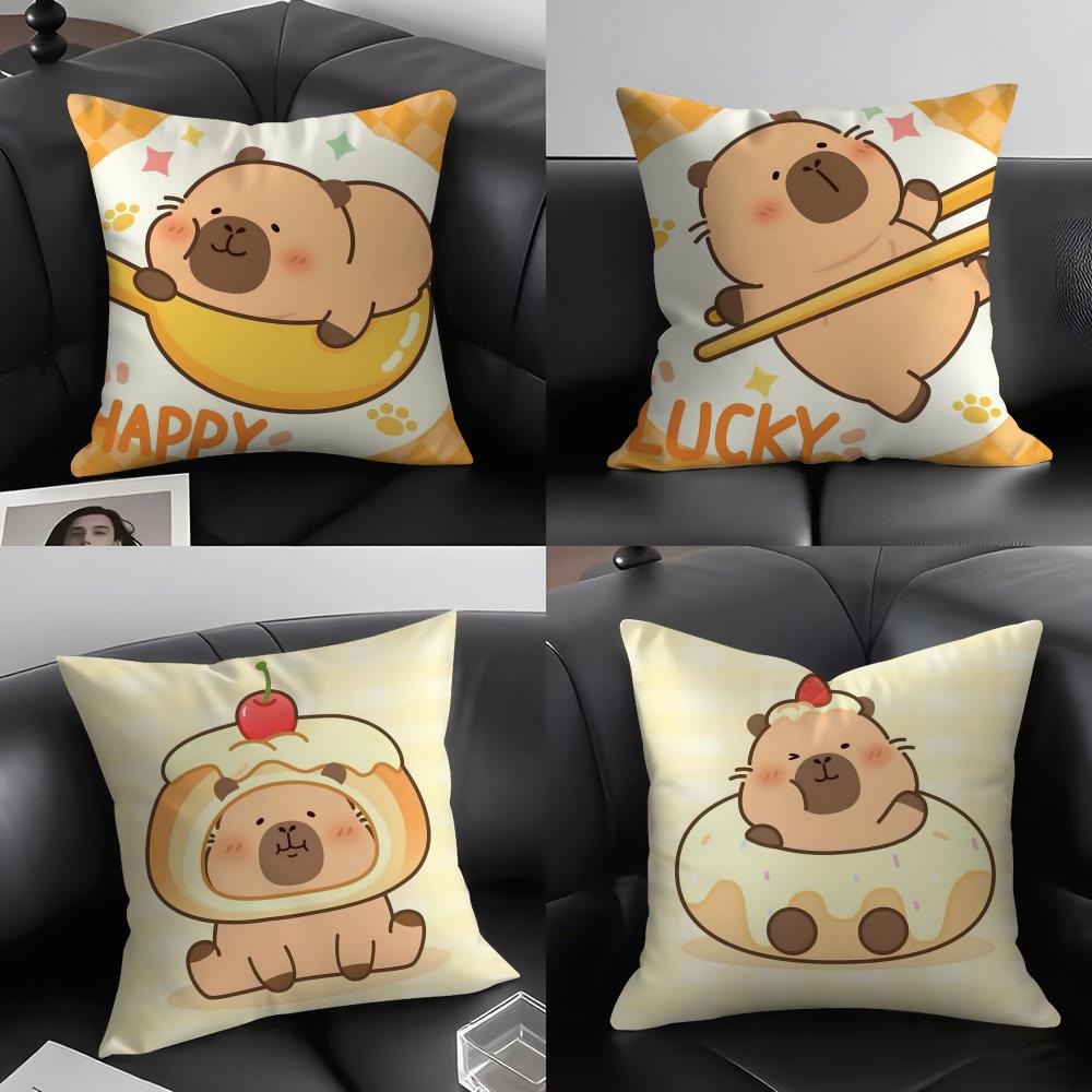 Cute Cartoon Capybara Cushion Cover Pillowcase Ultra Soft Skin Friendly Fabric Cloud Like Comfort Concealed Zipper