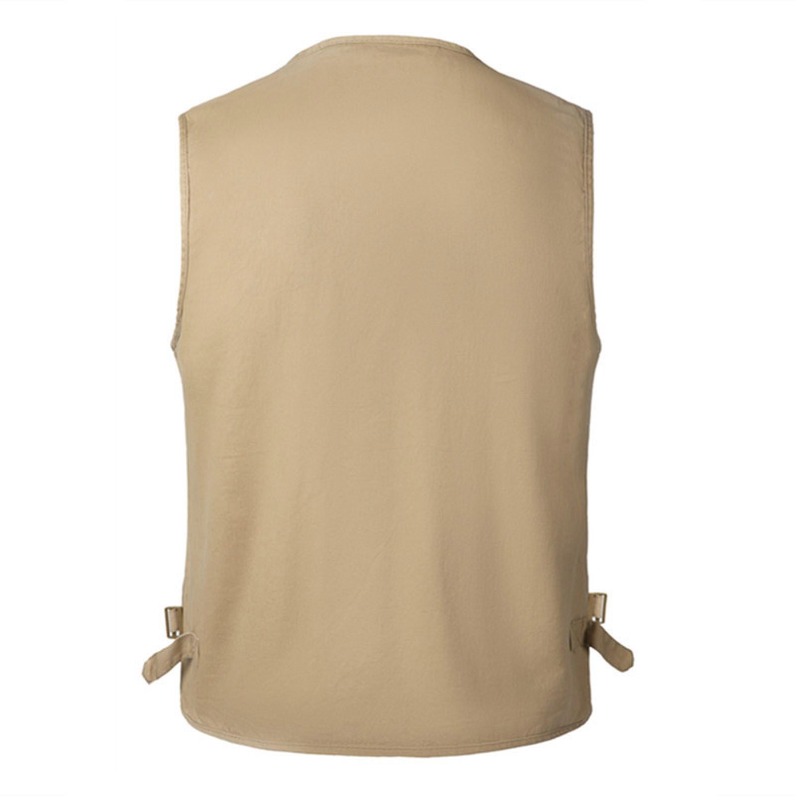 Женский повседневный однотонный жилет без рукавов с v-образным вырезом L хаки — фото 3