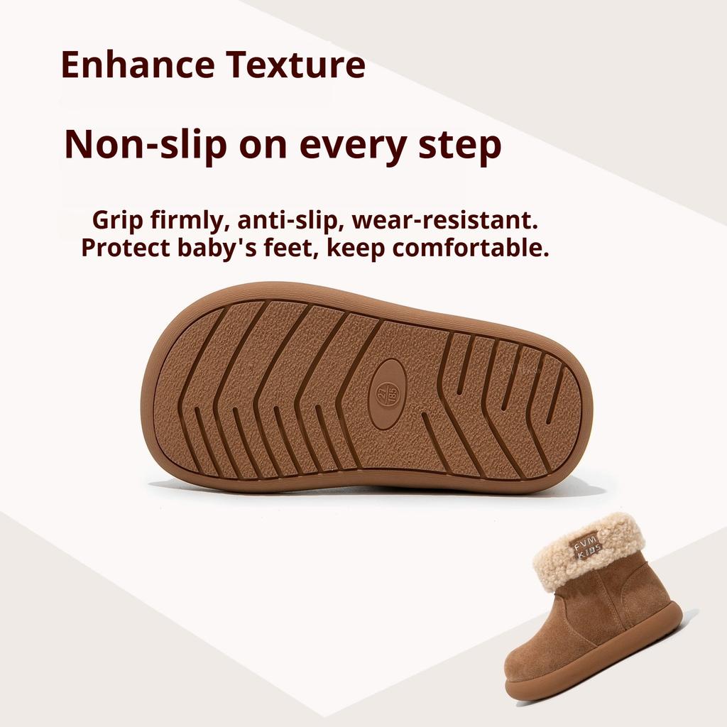 Winter Warm Snow Boots for Girls Thickened Fleece-lined Cotton Shoes for Children Fashionable Non-slip Cotton Boots for Toddlers