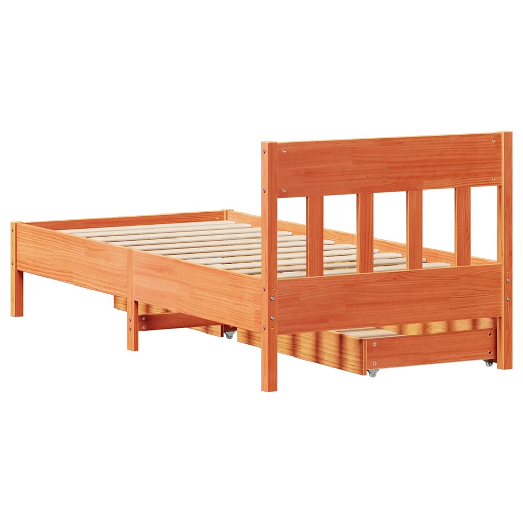 Solid Wood Bed Without Mattress Wax Brown 100x200 Cm Pine Wood