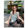 Swing Collar Slanted Shoulder Three-dimensional Bow Short-sleeved T-shirt Women's Summer Irregular Top