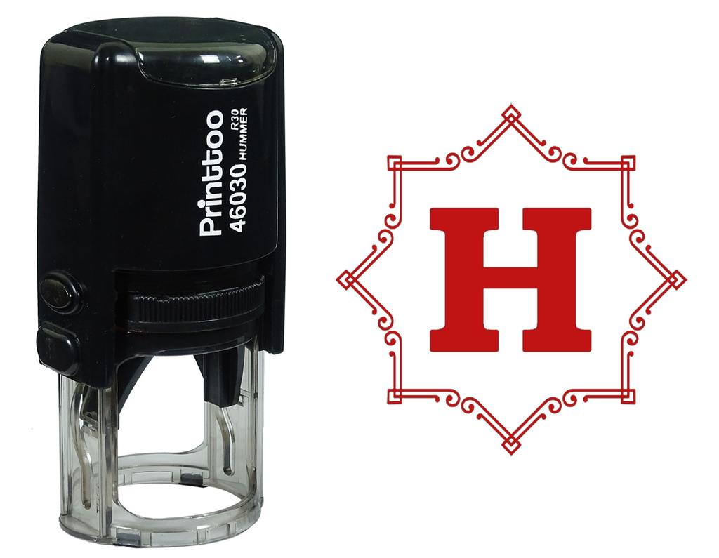 Printtoo Octagon Celtic Swirl Frame Alphabet H Monogram Self Inking Rubber Stamp Office