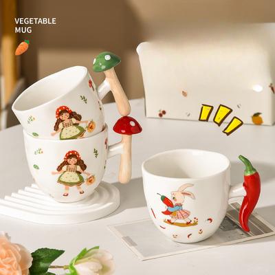 Kubek z Uchwytem Warzywnym Uroczy Ceramiczny Kubek Kreatywny Kubek o Specjalnym Kształcie Kubek Domowy Kubek do Kawy Kubek do Trzymania Wysokiej Wartości Kubek na Wodę