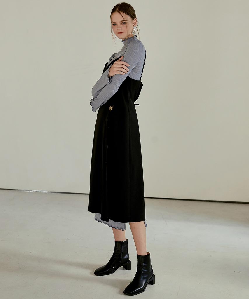 Etmont Slip Button Point Dress Black