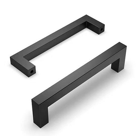 Schwarzer Edelstahl U-förmiger Vierkantgriff für Schrank, Kleiderschrank und Schublade