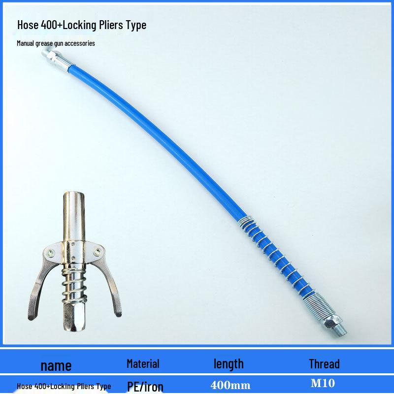 Comprehensive Grease Gun Accessory Kit with Nozzle, Manual, High-Pressure Pneumatic/Electric Tubes, Flexible Hose, Tip, Lock Pliers, and Flat Nozzle