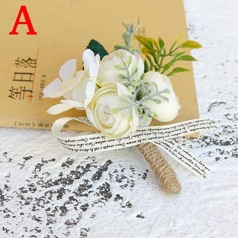 1 szt. Sztuczny kwiat róży Boutonniere mężczyźni stanik ojciec brat kwiaty ślubne człowiek garnitur Party De