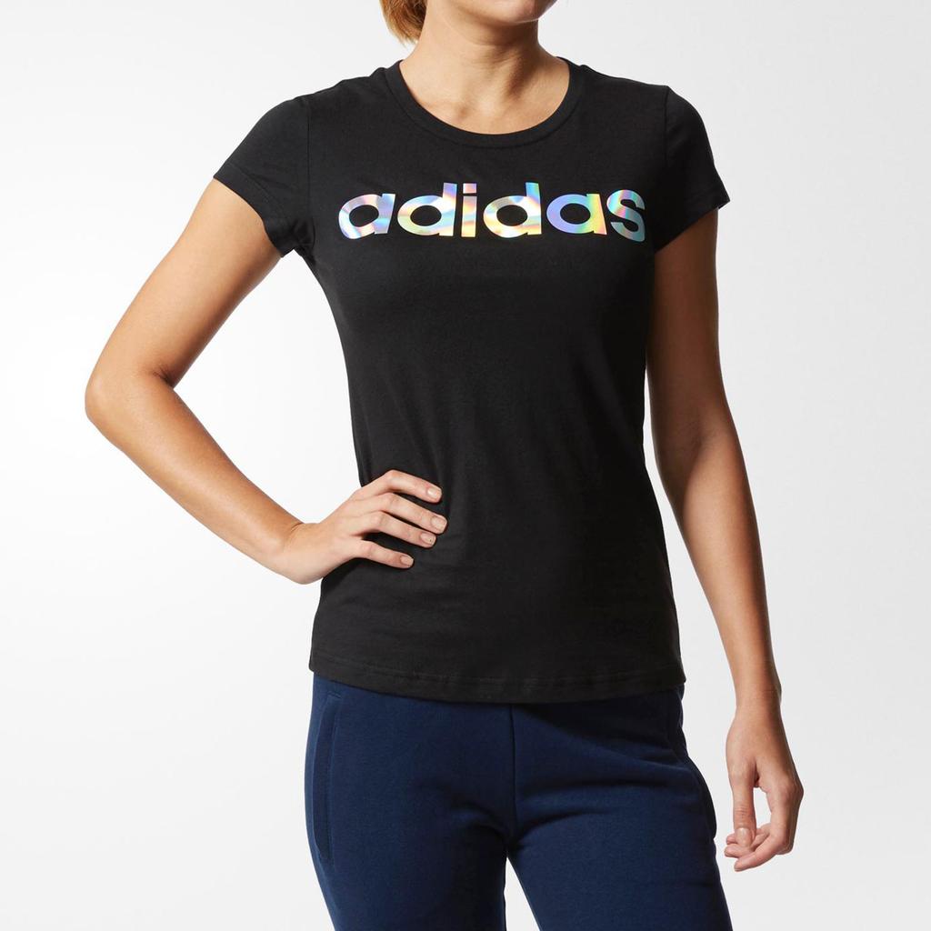 adidas Regular Sports Series Lifestyle Casual Series Letter Pattern Fashion Comfortable Soft Short Sleeve T-Shirt Women T-Shirt Black CD1120