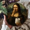 2D Flat, 1pc Funny Mona Lisa Covering Nose Restroom Aluminum Sign - Vintage Bathroom Wall Decor, Waterproof Rust-Proof Wall Plaque, Suitable for