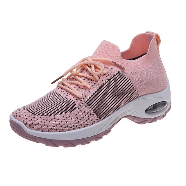 Rimocy Høst Plattform Kilesko Sneakers Kvinner Pustende Mesh Luftpute Sportssko Kvinne Blandet Farge Strikkede Fritidssko