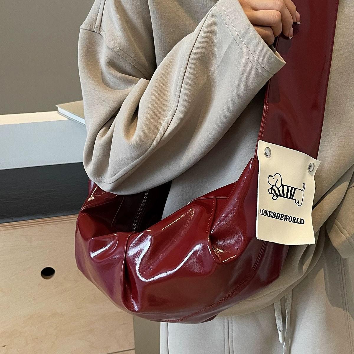 

Новая женская сумка кроссбоди и на плечо в корейском стиле - Универсальная, Высококлассная, Вдохновленная Y2K, Маленькая осенне-зимняя сумочка бордовый