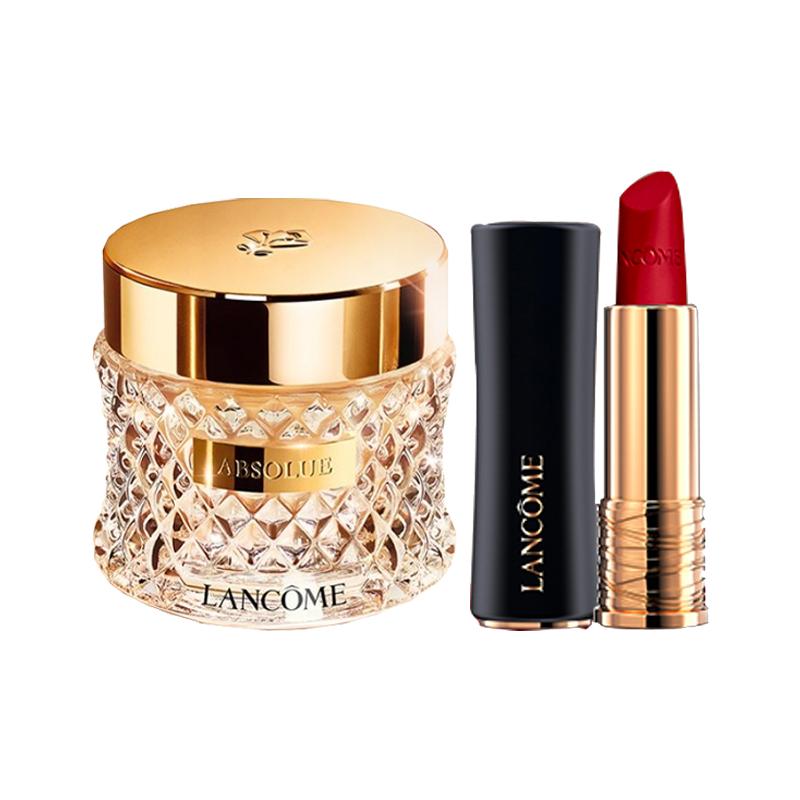 Lancôme makeup set Delicate and light to enhance complexion Jing Chun Yan Essence Cream Foundation 35ml #100+Xiao Man Yao Lipstick 3.4g #196-Matte красный