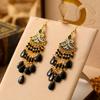 Bohemian Fan Shaped Water Drop Earrings for Women Ethnic Long Temperament Dangle Earring Party Vacation Jewelry
