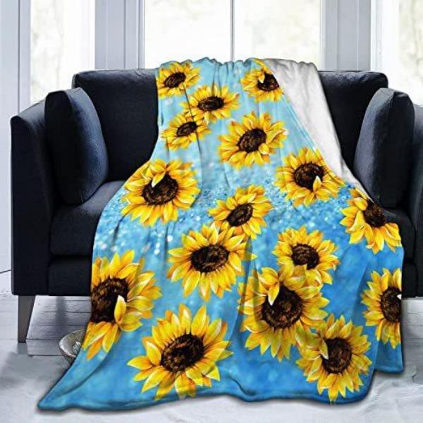 Sunflower Pattern Flannel Blanket Sofa Sheet Bedspread Blanket