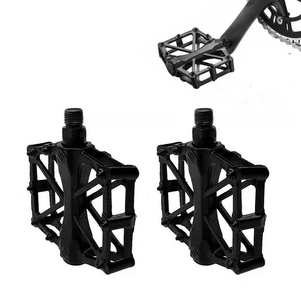 Mountain Bike Pedals Aluminum Alloy Stable Hollow Design Light Weight High Strength Wide Road Bike Pedal Set Black