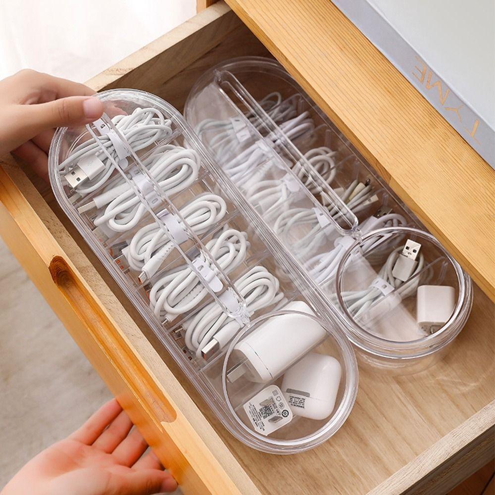

Dust-proof Data Cable Organizer Plastic Data Line Storage Container for Home