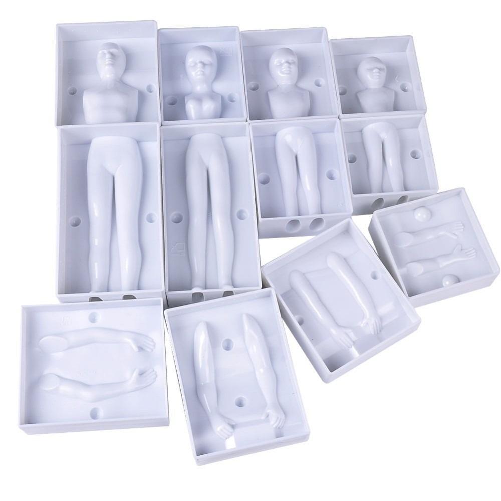 4 Sets Easy To Use PP Fondant Mold Men Women Boys Girls 3D Human Body Mould People Shaped Mold White Cake Figure Mold DIY