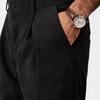 Men's Corduroy Double Pleated Straight Leg Dress Pants Relaxed Fit Comfortable Casual Trousers Fall Winter