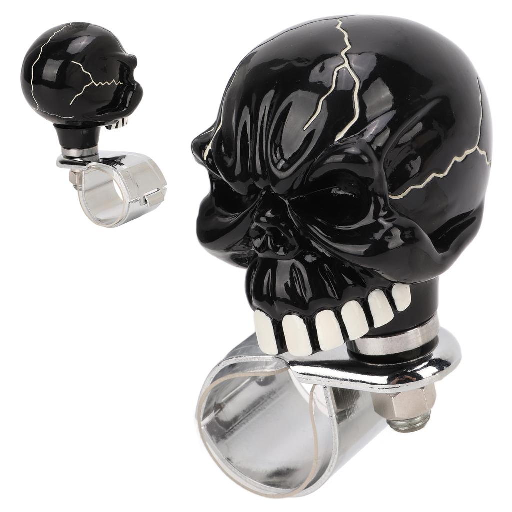 Steering Wheel Spinner Knob Skull Shape Universal Power Handle for Cars Trucks Tractors BoatsBlack