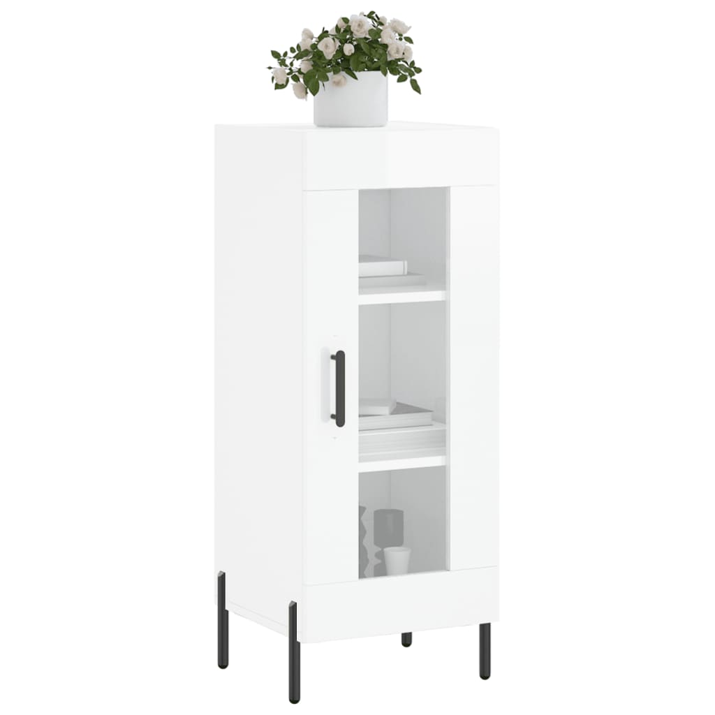 Sideboard High Gloss White 34.5 x 34 x 90 cm Engineered Wood