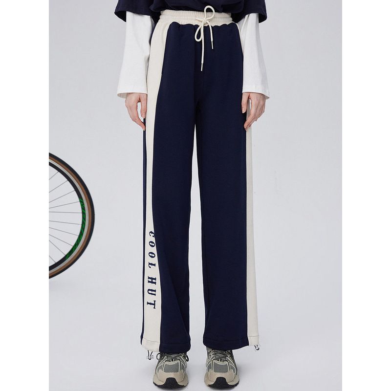 Coolhut American Casual Sports Color-Blocking Straight Loose 2026 Spring Women's Casual Pants