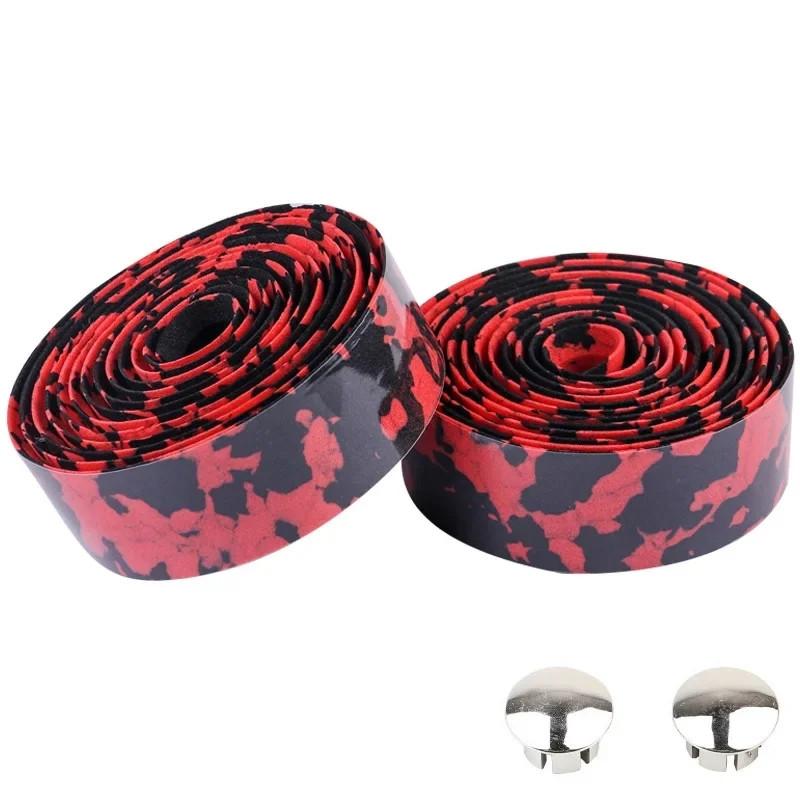 1 pereche de bandă de ghidon pentru bicicletă de drum, respirabilă, anti-alunecare, bandă pentru bicicletă cu burete, camuflaj, absorbant șoc, mâner, accesorii MTB