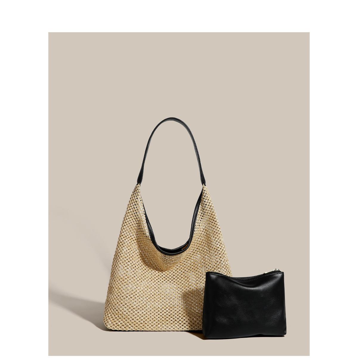 Women s Tote Bag Large Shoulder Bag Casual Large Capacity Summer Vacation Beach Bag for Travel Daily Use чёрный