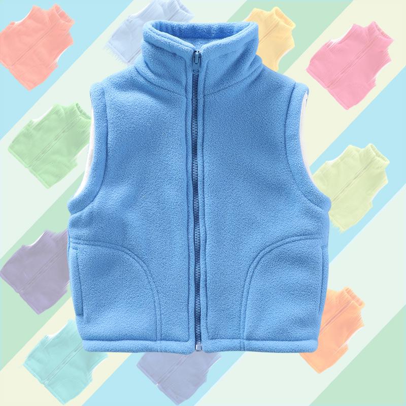 Kids' Fleece Vest for Boys & Girls, Thick Outerwear for Spring To Winter, Kindergarten Uniform with Logo Print