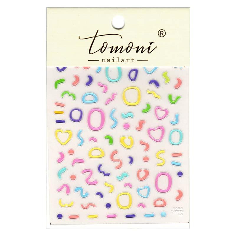 Colorful Jelly Nail Art Stickers - Cute Japanese Ring, S-Line, Heart Decals, Embossed Ornaments (2786) Colorful Jelly [Embossed 2786]