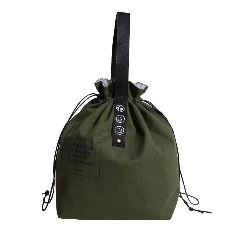 Outdoor Portable Picnic Dinner Container Canvas Lunch Bag Bento Box Handbag School Fresh Keeping Food Storage Tote Accessories