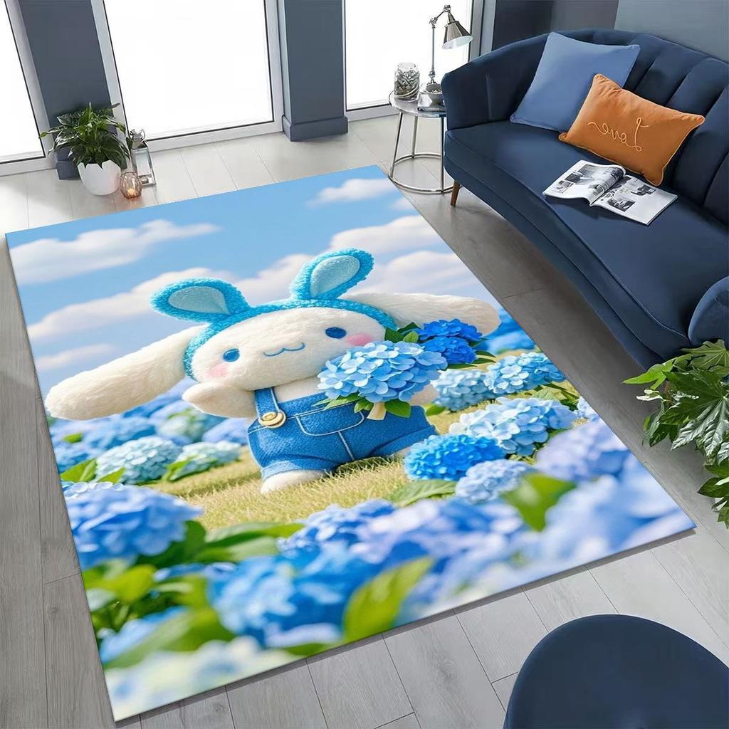 2026 New Cute Cinnamoroll Pompompurin Sanrio Cartoon Rug for Bedroom Living Room Sofa Home Doormat Decor, Kid Non-slip Floor Mat