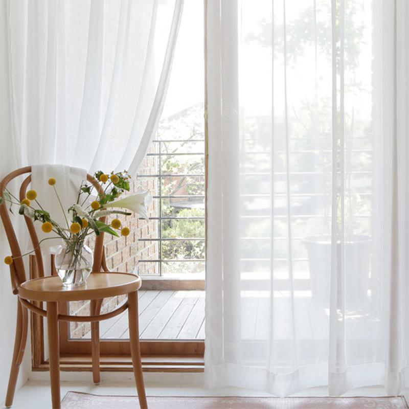 Magische Plakker Solide Witte Gordijn Magnetische Chiffon Tule Deur Raam Gordijnen Doorzichtig Slaapkamer Fris Cortinas de Dormito Zachte Stoffen 1pc W100x220cm&2.Hooks Top