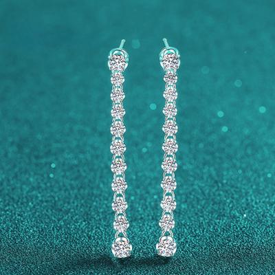 Pełne kolczyki Moissanite dla kobiet S925 srebro z pozłacanymi kolczykami Wedding Party luksusowe kolczyki biżuteria