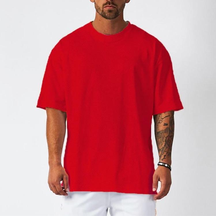 Nouvelle Marque Homme Lâche Surdimensionné Musculation Fitness Été Séchage Rapide Maille Salle de Sport Sport T-shirt d'Entraînement Couleur Unie