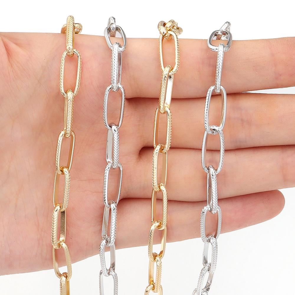 5Yards/Roll Aluminium Chain Gold Silver Color Oval Triangle Cross Link Chain For Jewelry Making DIY Necklace Bracelet Components