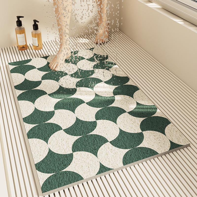 Modern Minimalist Anti-Slip Bathroom Silk Ring Mat - Cuttable, Dirt-Resistant, Hollow Drain Foot Pad
