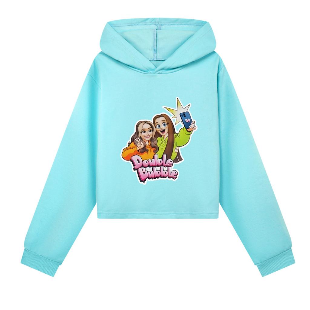 5636 Kids Girls Double Bubble Printed Short Styles Long Sleeves Hoodies