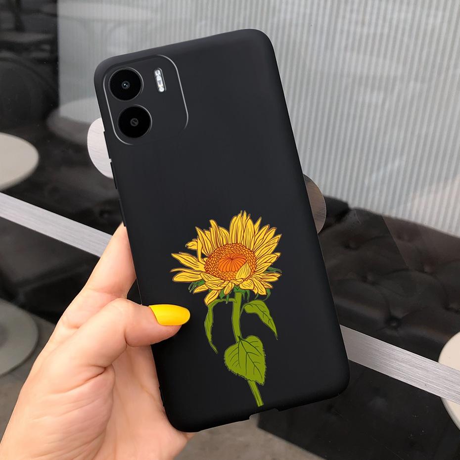 For Xiaomi Redmi A1 Case Redmi A1 Plus Beautiful Girl Flower Phone Case For RedmiA1 A 1 A1+ Candy Color Soft Silcone Back Cover