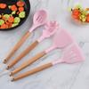1/12Pcs Silicone Kitchenware Non-Stick Cookware Kitchen Utensils Set Spatula Shovel Egg Beaters Wooden Handle Cooking Tool Set