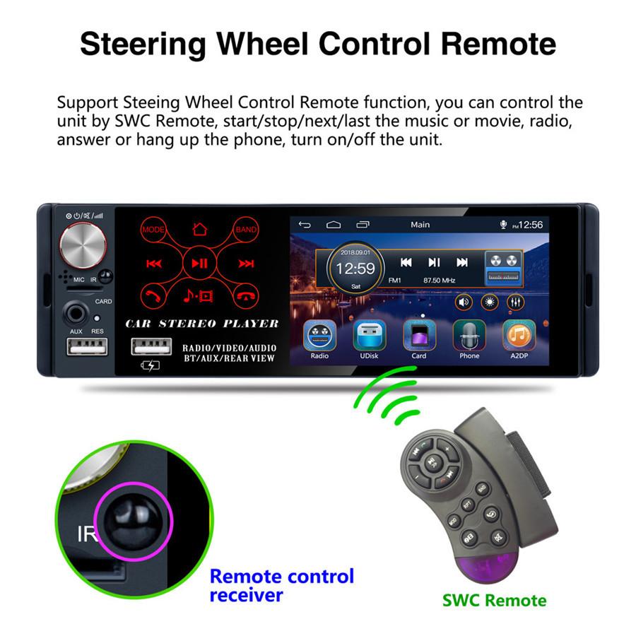 Car Receiver 4.1"Touch Screen Bluetooth RMVB/MP5/Radio/Bluetooth Player AM FM Radio RDS Support Subwoofer Micophone with 170° Dynamic Track Camera