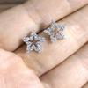 Elegant Copper-Plated White Gold Stud Earrings with Zirconia Five-Pointed Star and Micro-Inlaid Diamonds