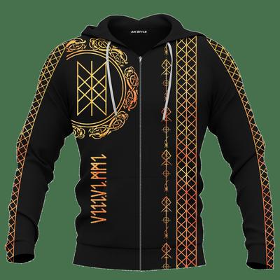 Frühlings Herren Reißverschluss Oberteil Locker und Bequem 3D Digital Tattoo Gedruckte Kapuzenstrickjacke