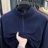 Men's Half-Zip Stand Collar Hoodie, Autumn/Winter Fashion, Long Sleeve, Solid Color, Loose Fit Top.