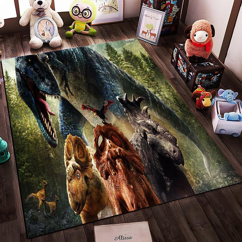 Dinosaurs and Prehistoric Creatures Forest Background Jurassic Style Carpet Design Suitable for Use As an Anti-slip1 For1room and Bedroom Sofas