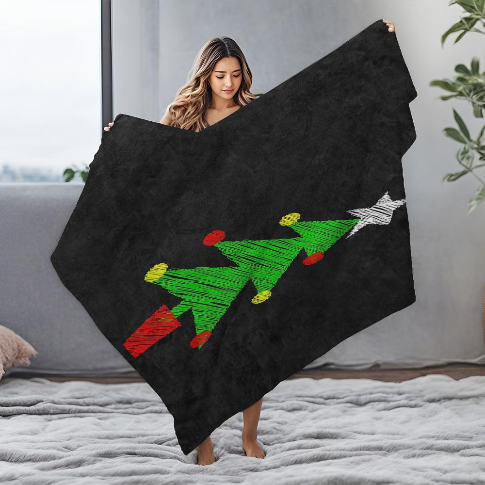 Tuniu Plüsch Gemütliche Decke mit Weihnachtsbaum-Muster für Wohnzimmer Schlafzimmer Sofa Bett Dekoration