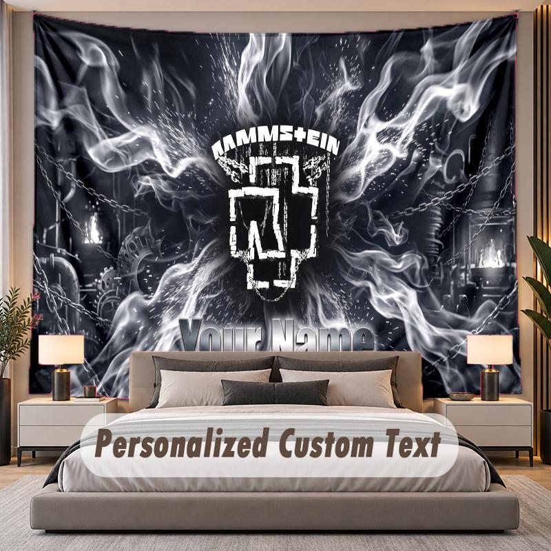 Custom Name Text Tapestry Rammstein Personalized Polyester Wall Tapestry For Bedroom And Room