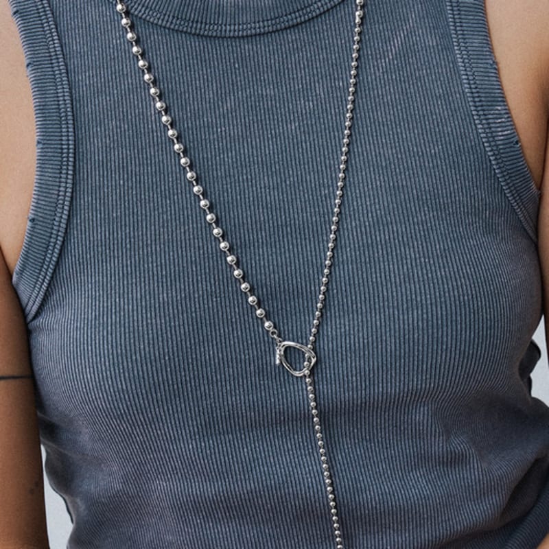 

SCALETTO RS006 Long Multi Ball Chain Necklace Silver