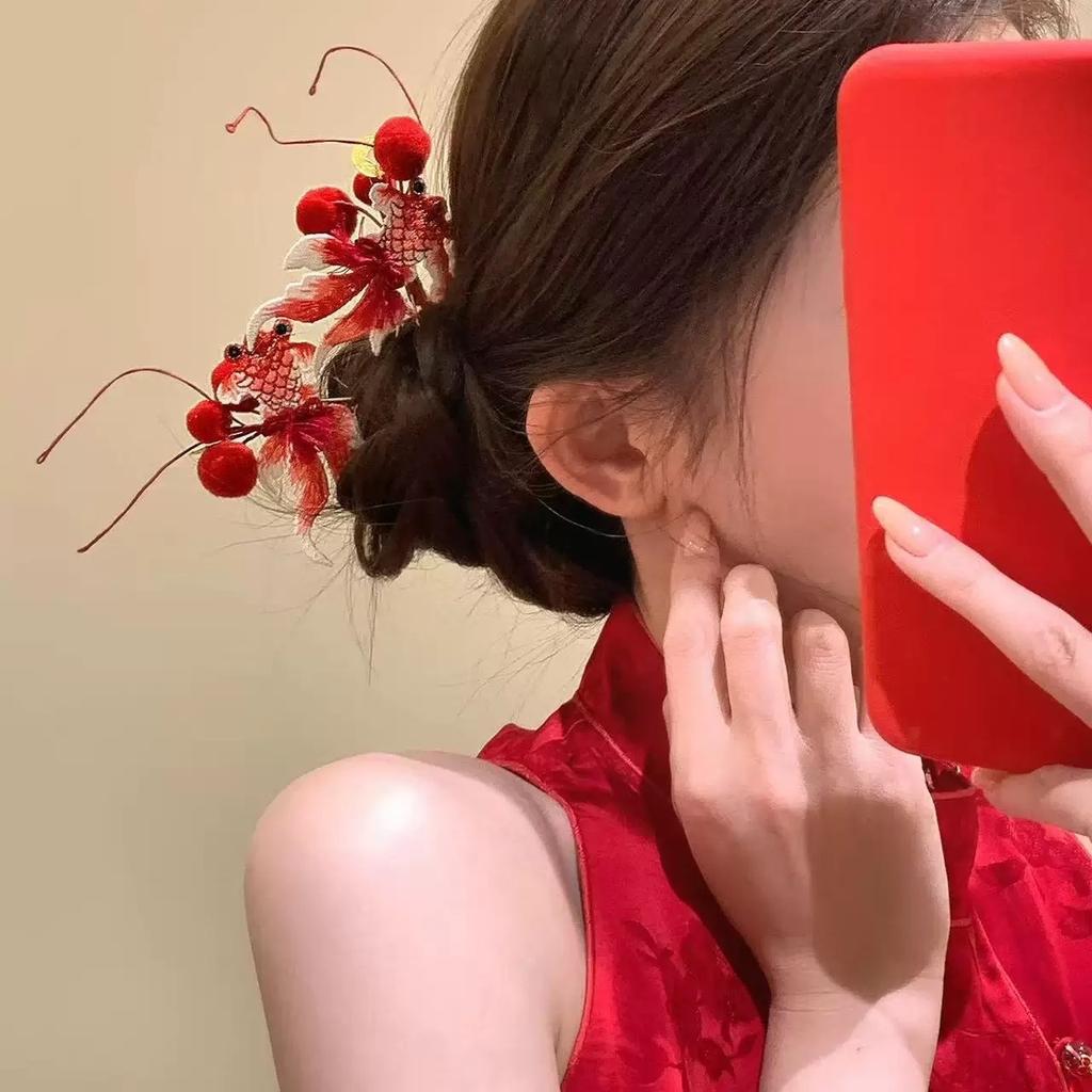 Chinese Style Goldfish Pendant Vintage Hair Sticks Ancient Style Hairpin Hair Fork Headwear Hanfu Headwear Chopstick Headdress